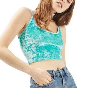 Topshop Bella Blue Velvet Crop Top